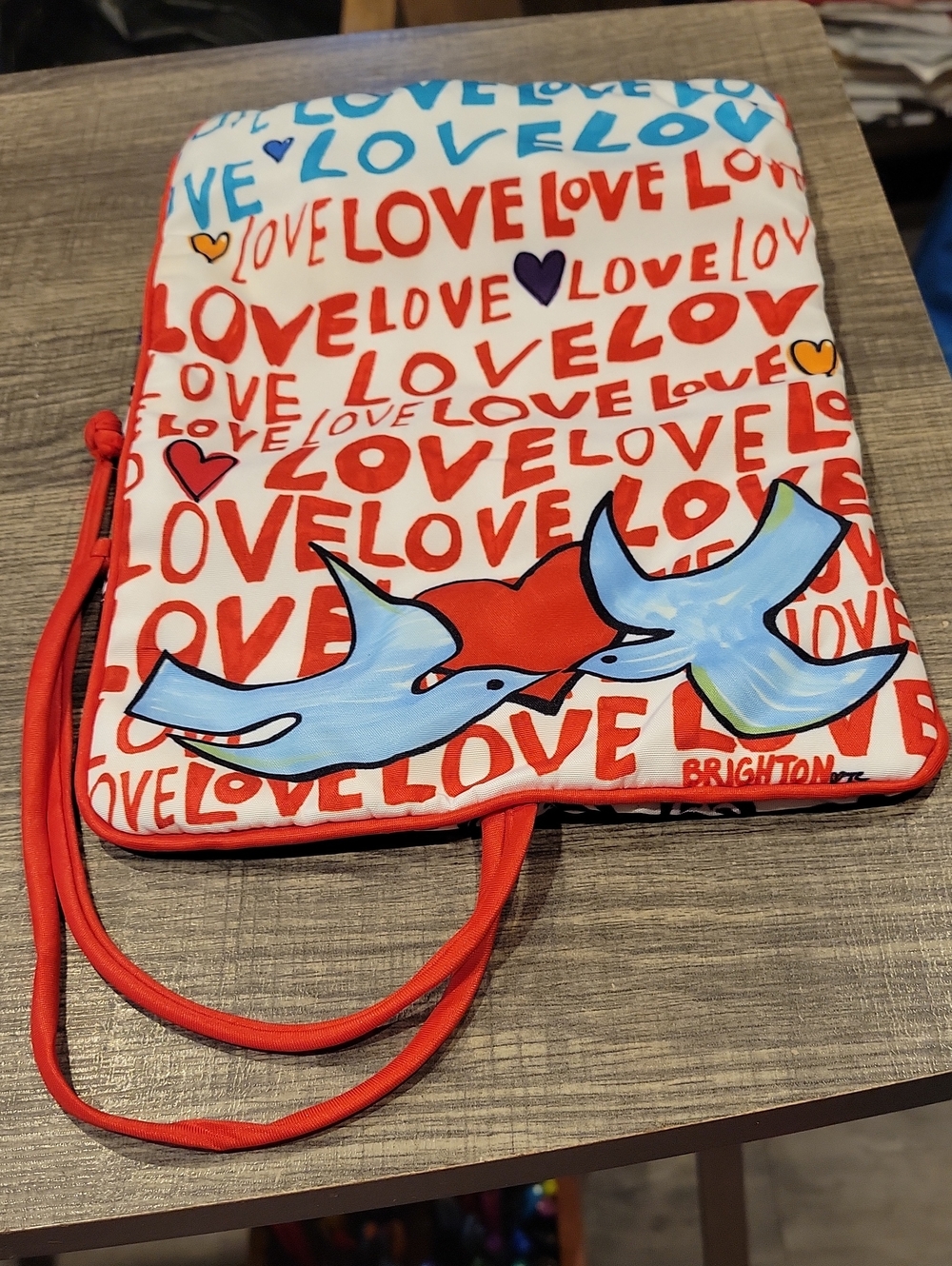 Brighton Silky Jewelery Roll,Travel,Like NEW!! Love Birds,Reversable